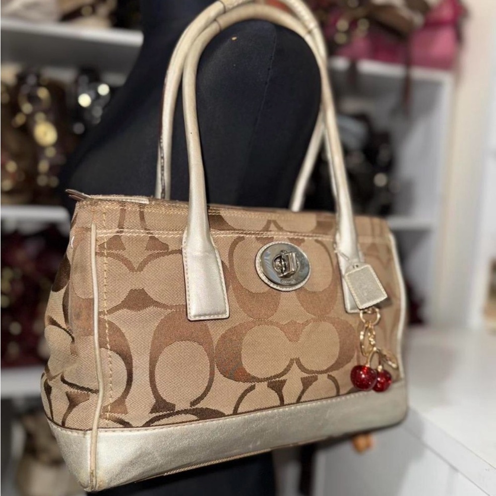 Coach Tan and Cream Satchel Bag